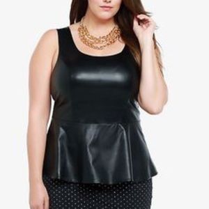 Faux Leather Peplum Tank Top 3x